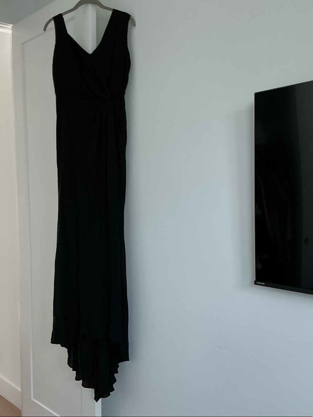 Nina Ricci Silk Black Maxi Dress with Draped Hem